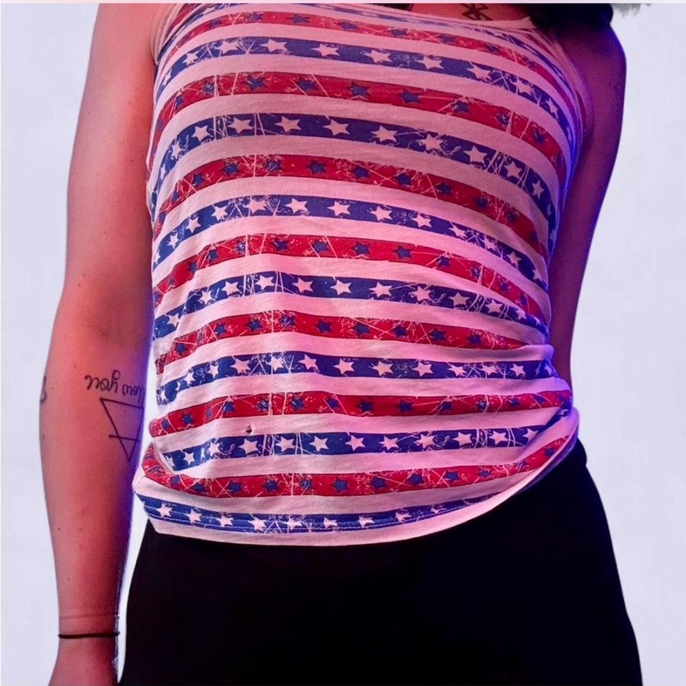 NO BOUNDARIES Americana Stars & Stripes Tank Top | Size Medium (7-9) | Y2K